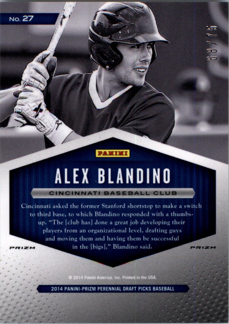2014 Panini Prizm Perennial Draft Picks Draft Class Prizms Blue Mojo #27 Alex Blandino back image