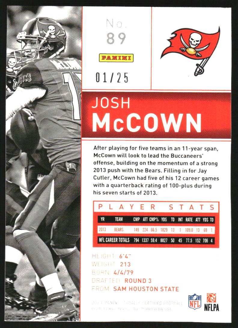 2014 Totally Certified Platinum Gold #89 Josh McCown