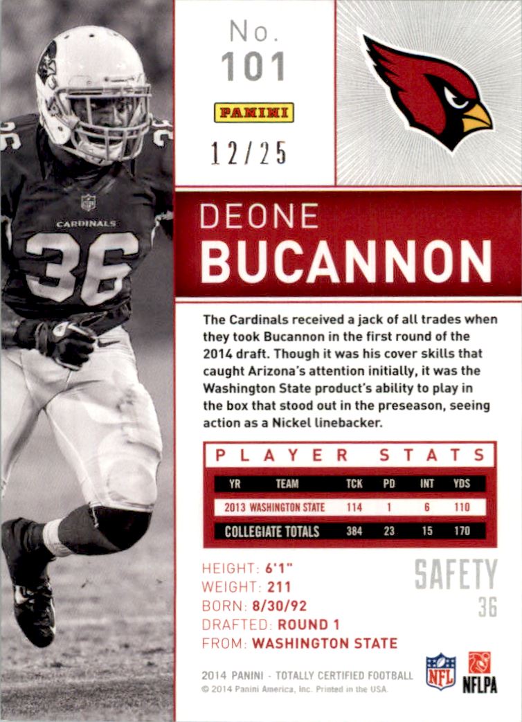 2014 Totally Certified Platinum Gold #101 Deone Bucannon
