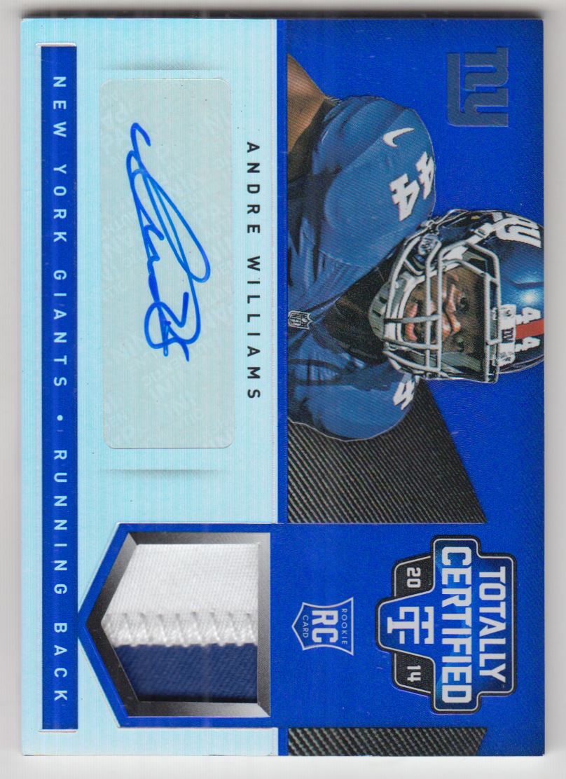 2014 Totally Certified Rookie Autograph Jerseys Prime Mirror Blue #186 Andre Williams