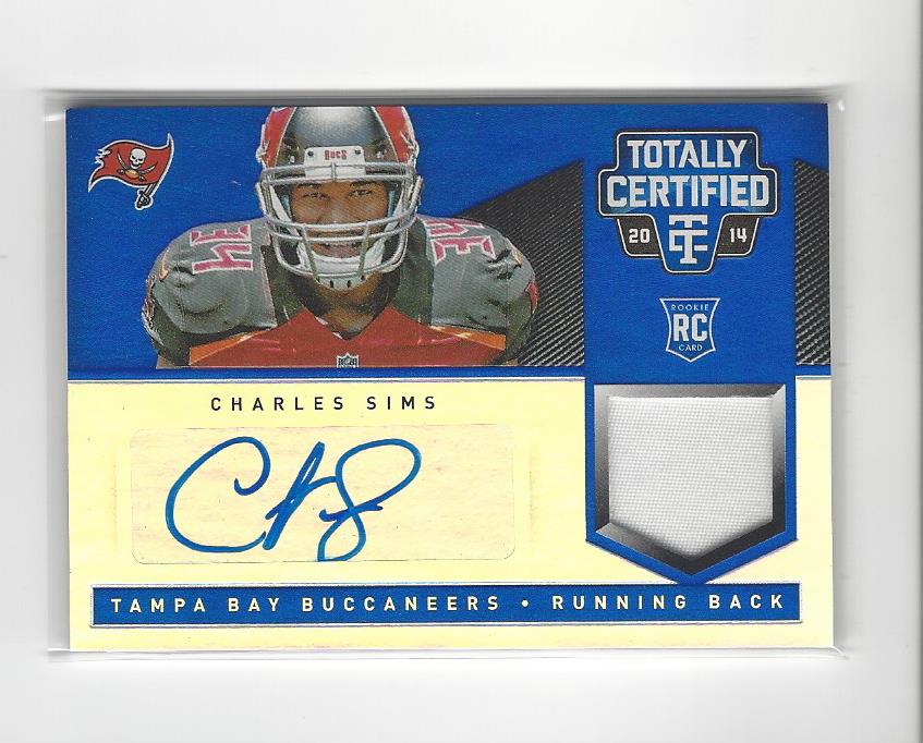 2014 Totally Certified Rookie Autograph Jerseys Prime Mirror Blue #198 Charles Sims