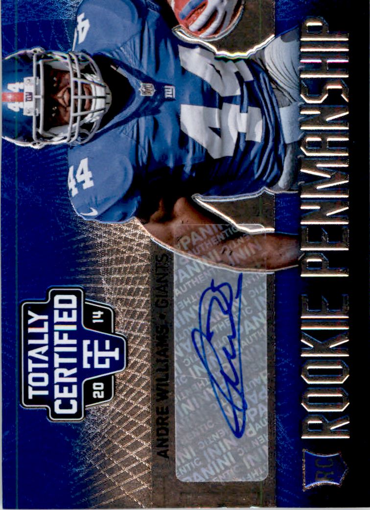 2014 Totally Certified Rookie Penmanship Blue #RPAW Andre Williams/25