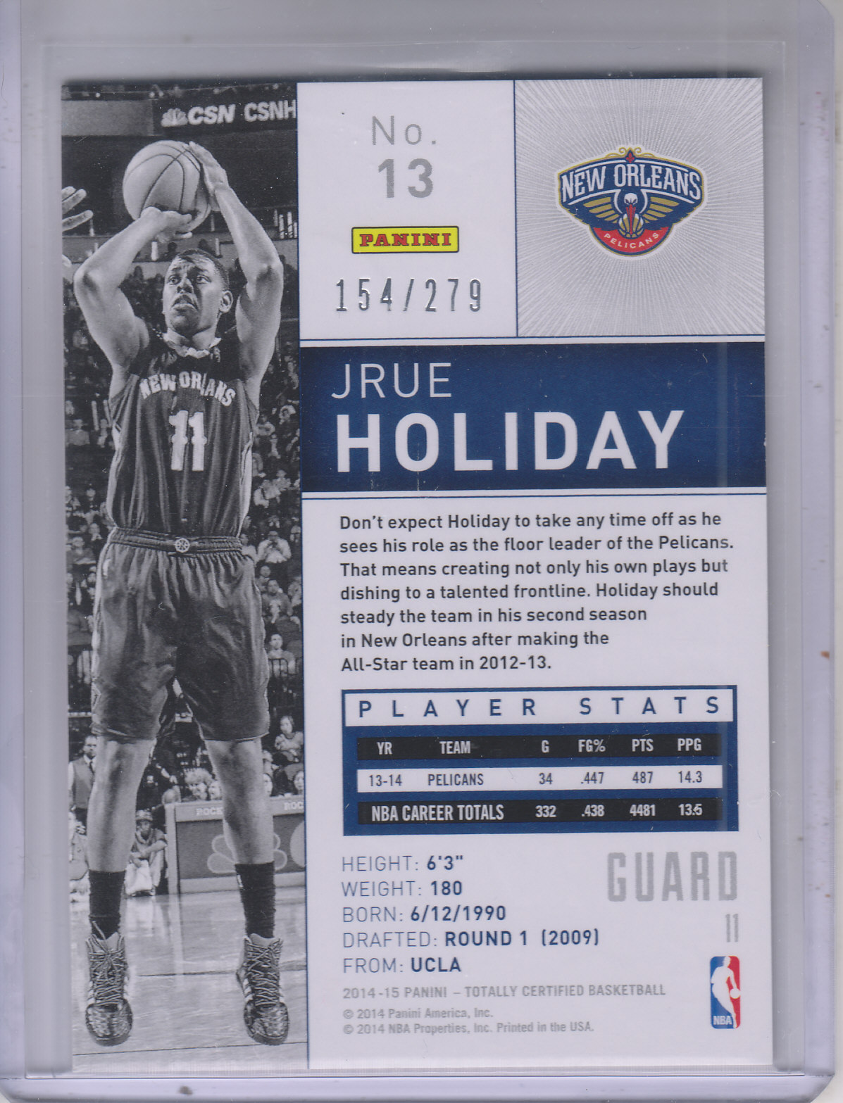 2014-15 Totally Certified Platinum Red #13 Jrue Holiday back image