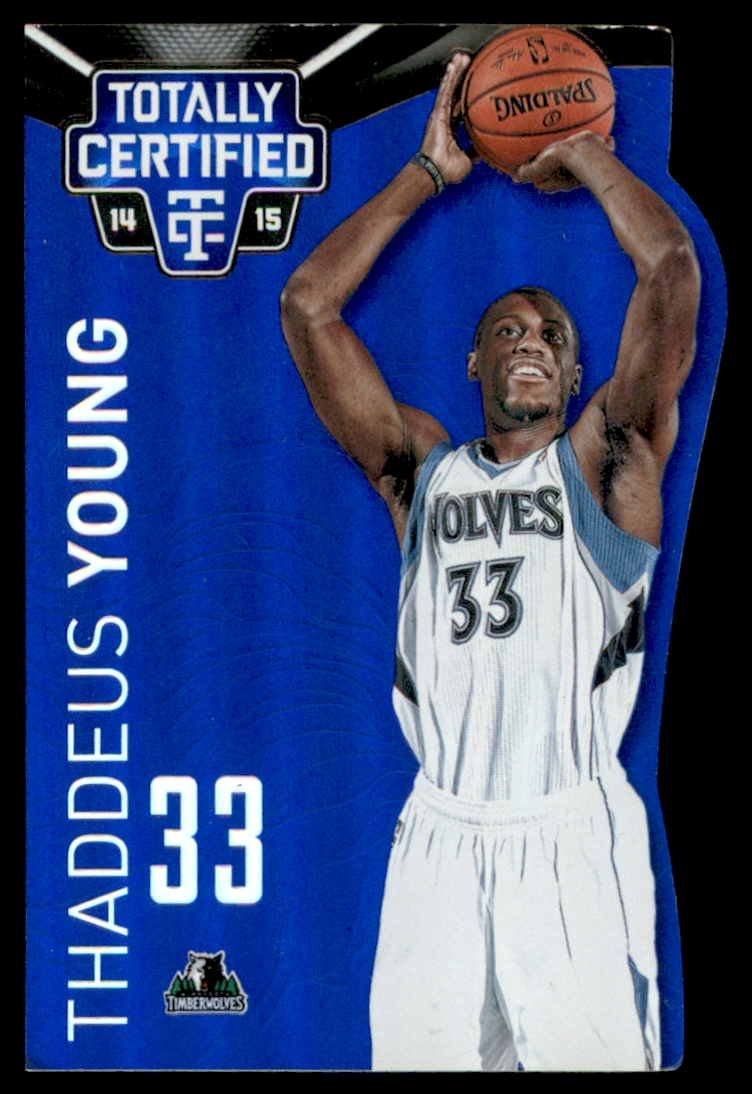 2014-15 Totally Certified Platinum Mirror Blue Die Cuts #64 Thaddeus Young