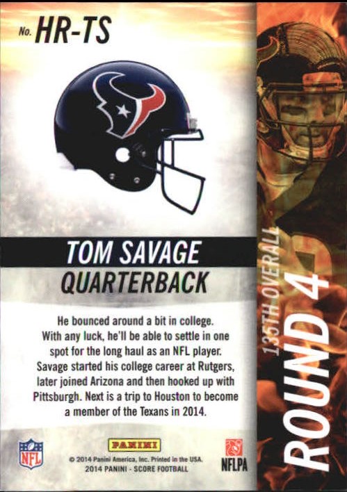 2014 Panini Hot Rookies Hot Rookies Prizm Red #HRTS Tom Savage