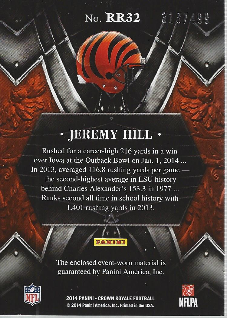 2014 Crown Royale Rookie Royalty Materials #RR32 Jeremy Hill/499 back image