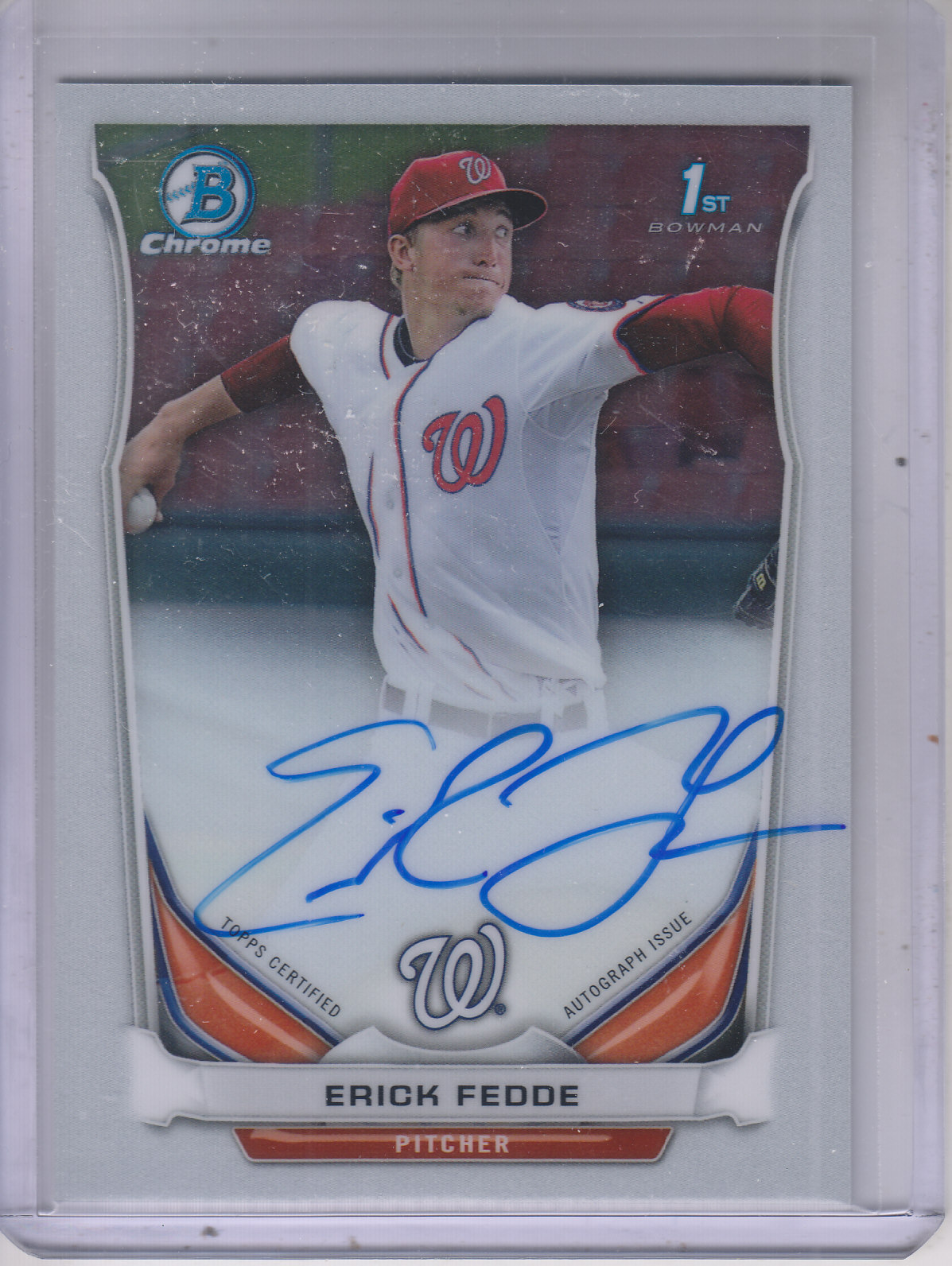 2014 Bowman Chrome Draft Draft Pick Autographs #BCAEF Erick Fedde