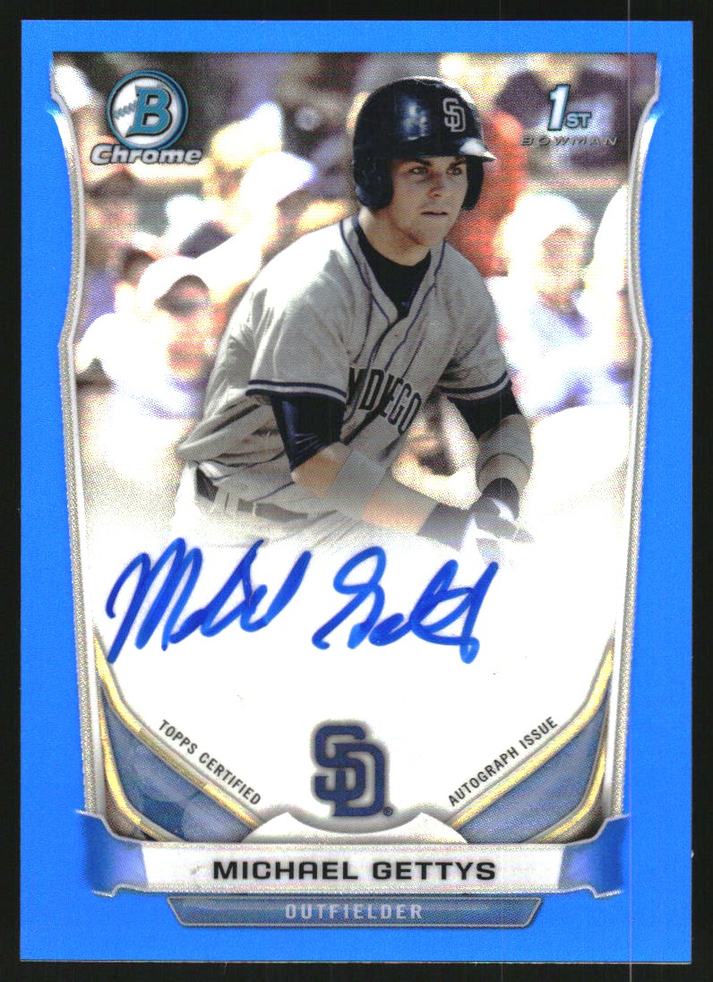 2014 Bowman Chrome Draft Draft Pick Autographs Blue Refractors #BCAMG Michael Gettys