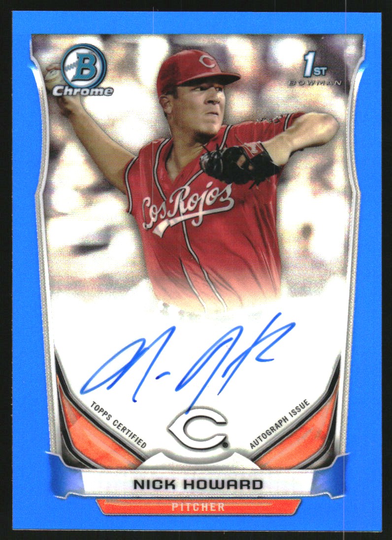 2014 Bowman Chrome Draft Draft Pick Autographs Blue Refractors #BCANH Nick Howard