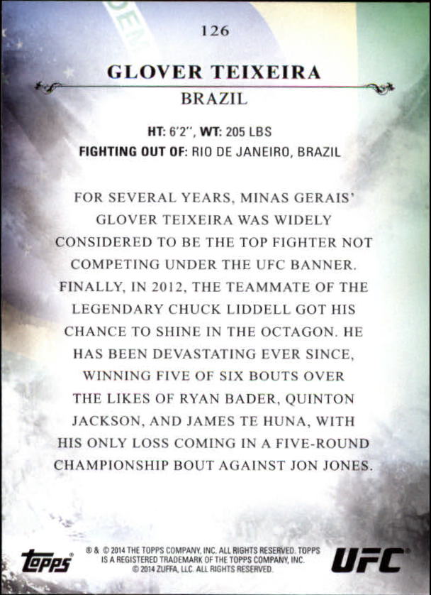 2014 Topps UFC Bloodlines #126 Glover Teixeira back image