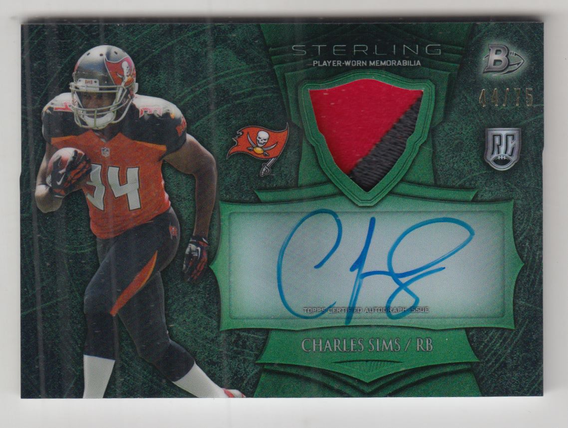 2014 Bowman Sterling Rookie Autograph Relics Green Refractors #BSARCSI Charles Sims