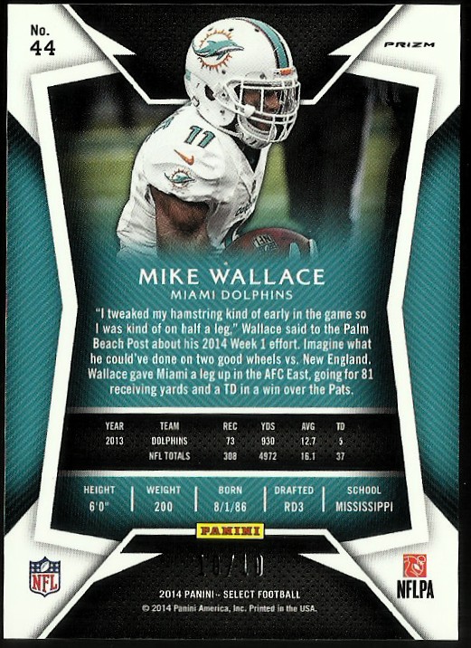 2014 Select Prizm Gold #44 Mike Wallace back image