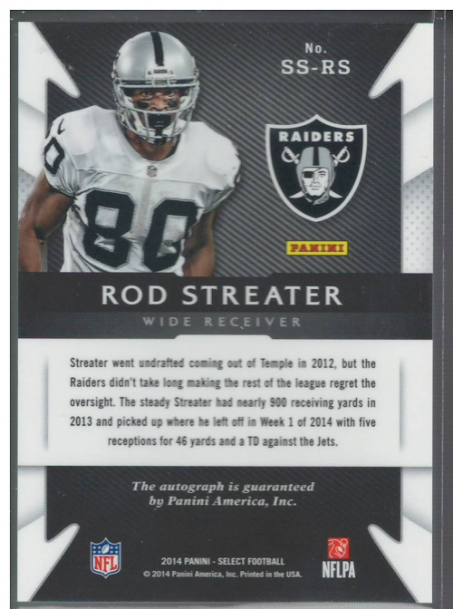 2014 Select Signatures #68 Rod Streater back image