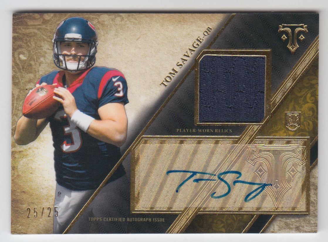 2014 Topps Triple Threads Rookie Autograph Relics Gold #TTRAR34 Tom Savage