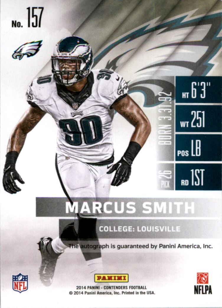 2014 Panini Contenders Championship Ticket #157A Marcus Smith AU back image