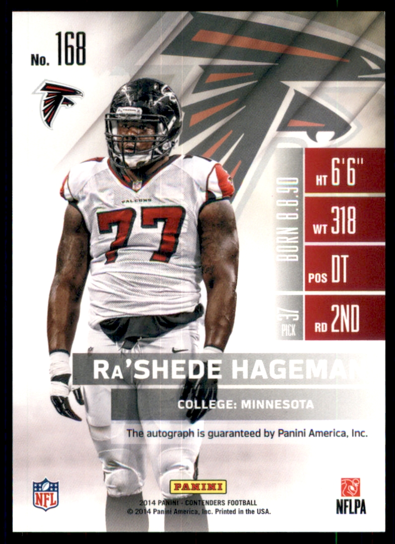 2014 Panini Contenders Playoff Ticket #168A Ra'Shede Hageman AU back image