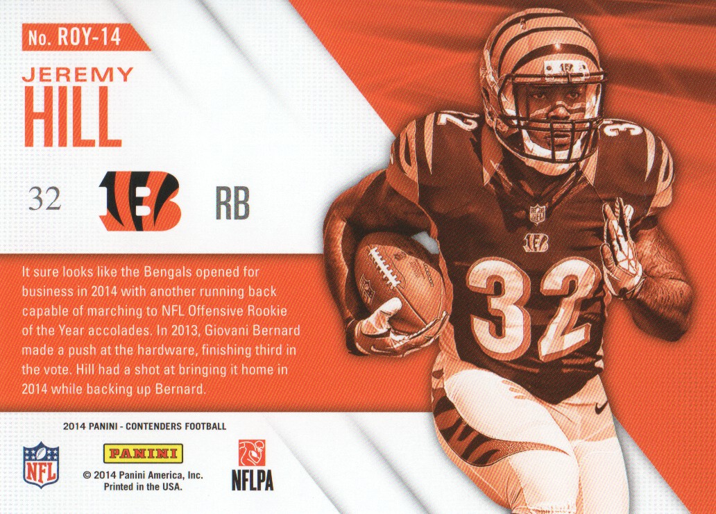 2014 Panini Contenders ROY Contenders Gold #ROY14 Jeremy Hill back image