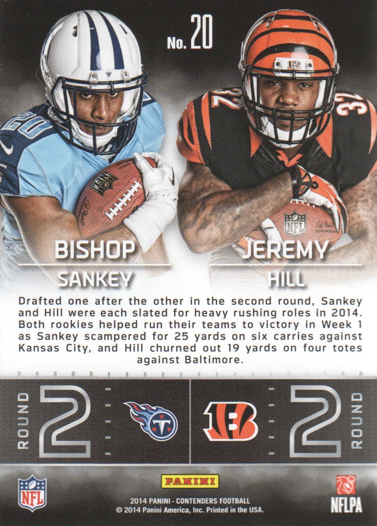 2014 Panini Contenders Round Numbers #20 Bishop Sankey/Jeremy Hill back image