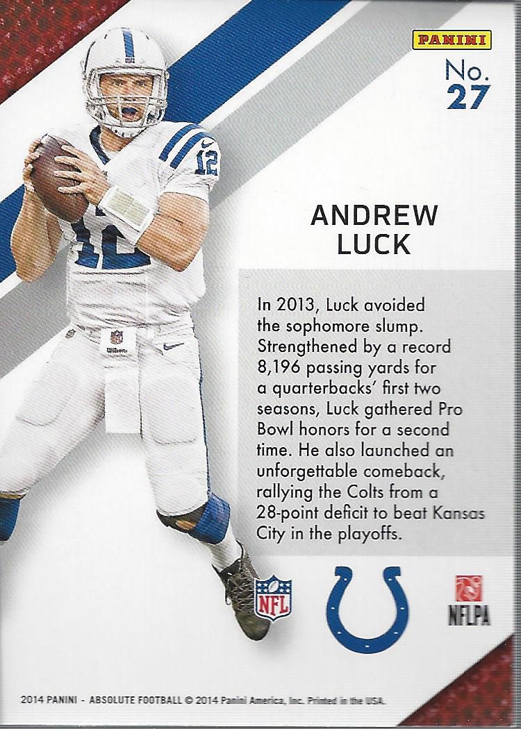 2014 Absolute Hogg Heaven #27 Andrew Luck back image