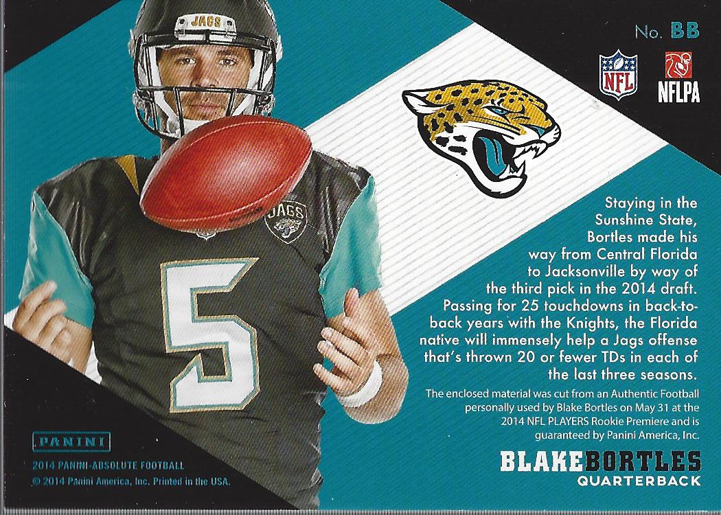 2014 Panini Rookies & Stars Blake Bortles Jersey Jacksonville Jaguars  Florida