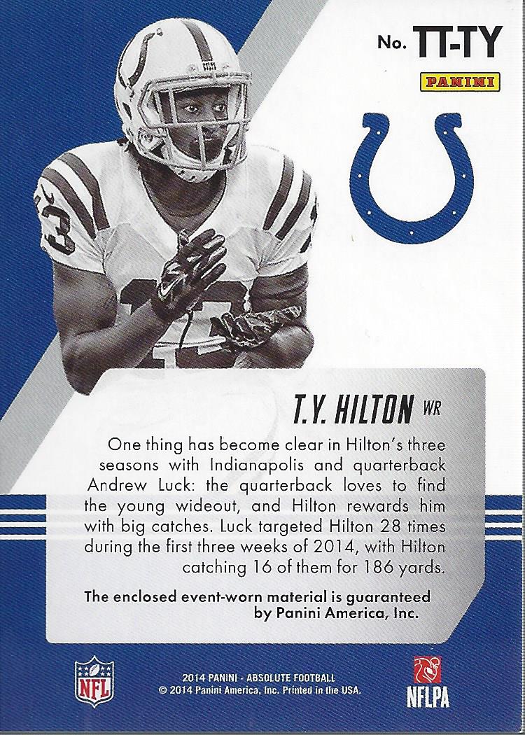 2014 Absolute Tools of the Trade Anniversary #TTTHI T.Y. Hilton back image