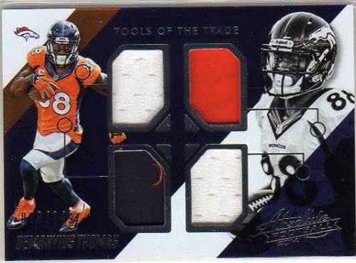 2014 Absolute Tools of the Trade Quad Jersey #4 Demaryius Thomas/149 - - 3  Color Game-Worn Jersey Card Serial #076/149 - NM-MT