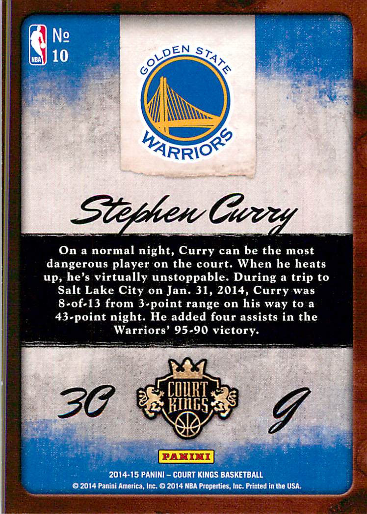 2014-15 Court Kings Aficionado #10 Stephen Curry back image