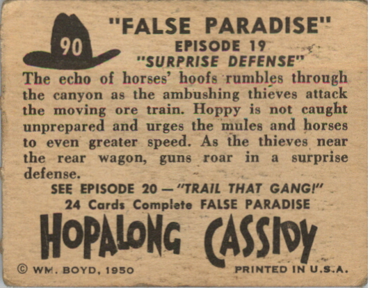 1950 Topps Hopalong Cassidy #90 Surprise Defense back image