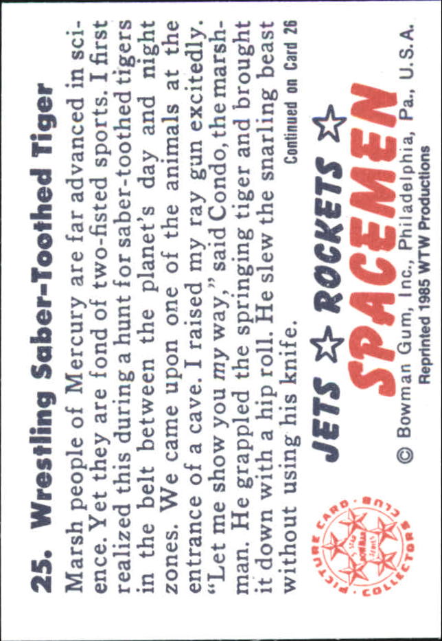 1985 WTW Productions Jets Rockets Spacemen Reprints #25 Wrestling Saber- Toothed Tiger back image