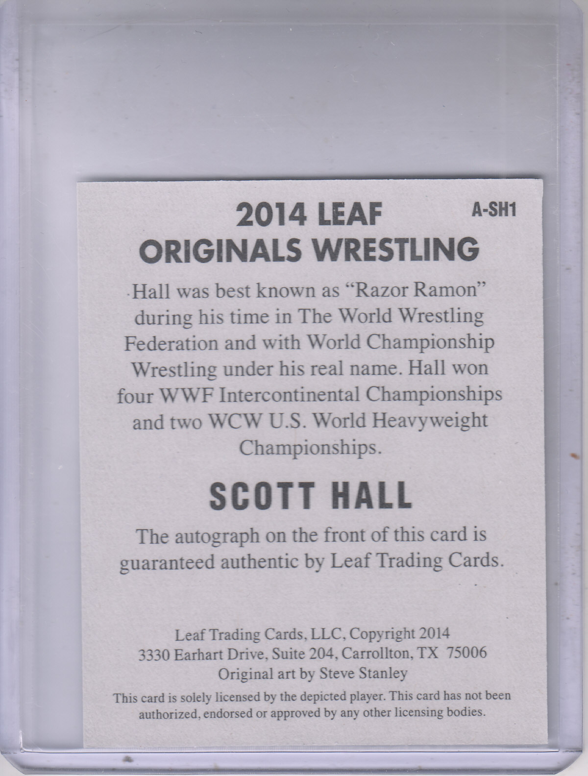 2014 Leaf Originals Wrestling Alternate Art #ASH1 Scott Hall back image