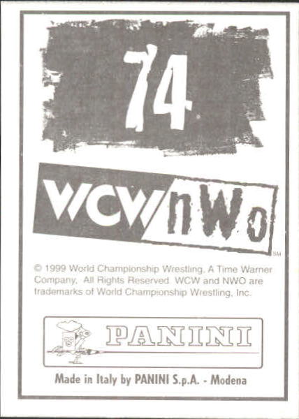 1999 Panini WCW/nWo Stickers #74 Ernest Miller Wrestling Rings Around Saturn! back image