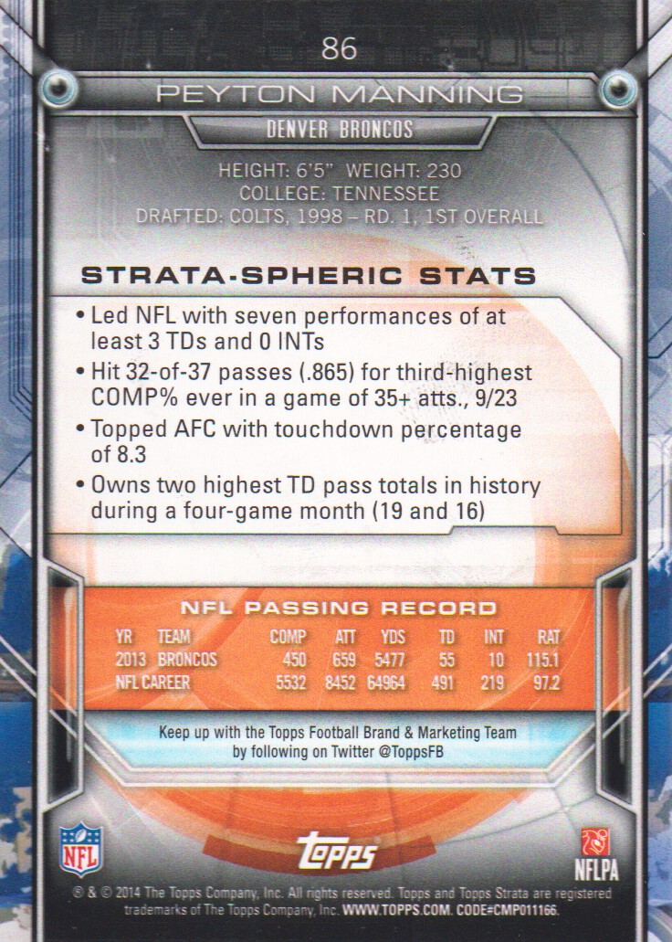 2014 Topps Strata Retail #86 Peyton Manning back image