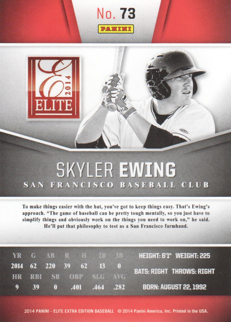 2014 Elite Extra Edition #73 Skyler Ewing back image