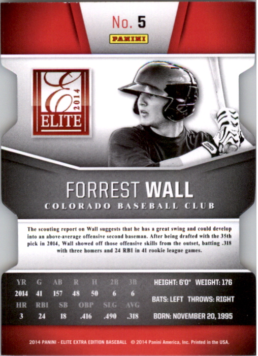 2014 Elite Extra Edition Status Purple #5 Forrest Wall back image
