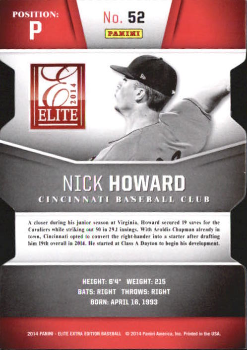 2014 Elite Extra Edition Prospects Inspirations #52 Nick Howard back image