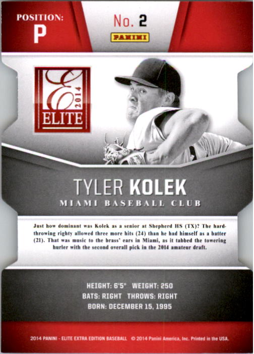 2014 Elite Extra Edition Prospects Status Purple #2 Tyler Kolek back image