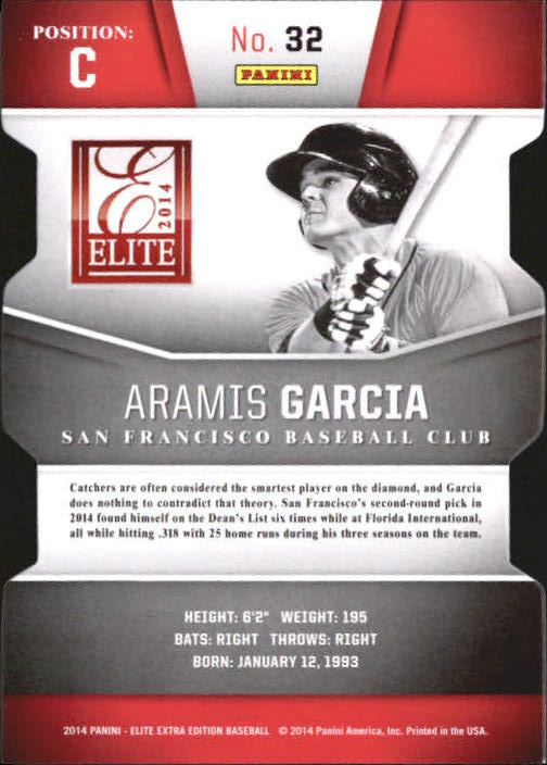 2014 Elite Extra Edition Prospects Status Purple #32 Aramis Garcia back image