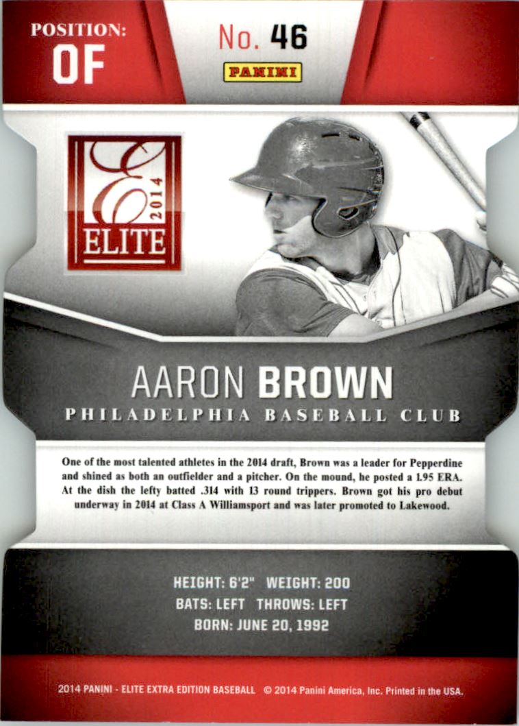 2014 Elite Extra Edition Prospects Status Emerald #46 Aaron Brown back image