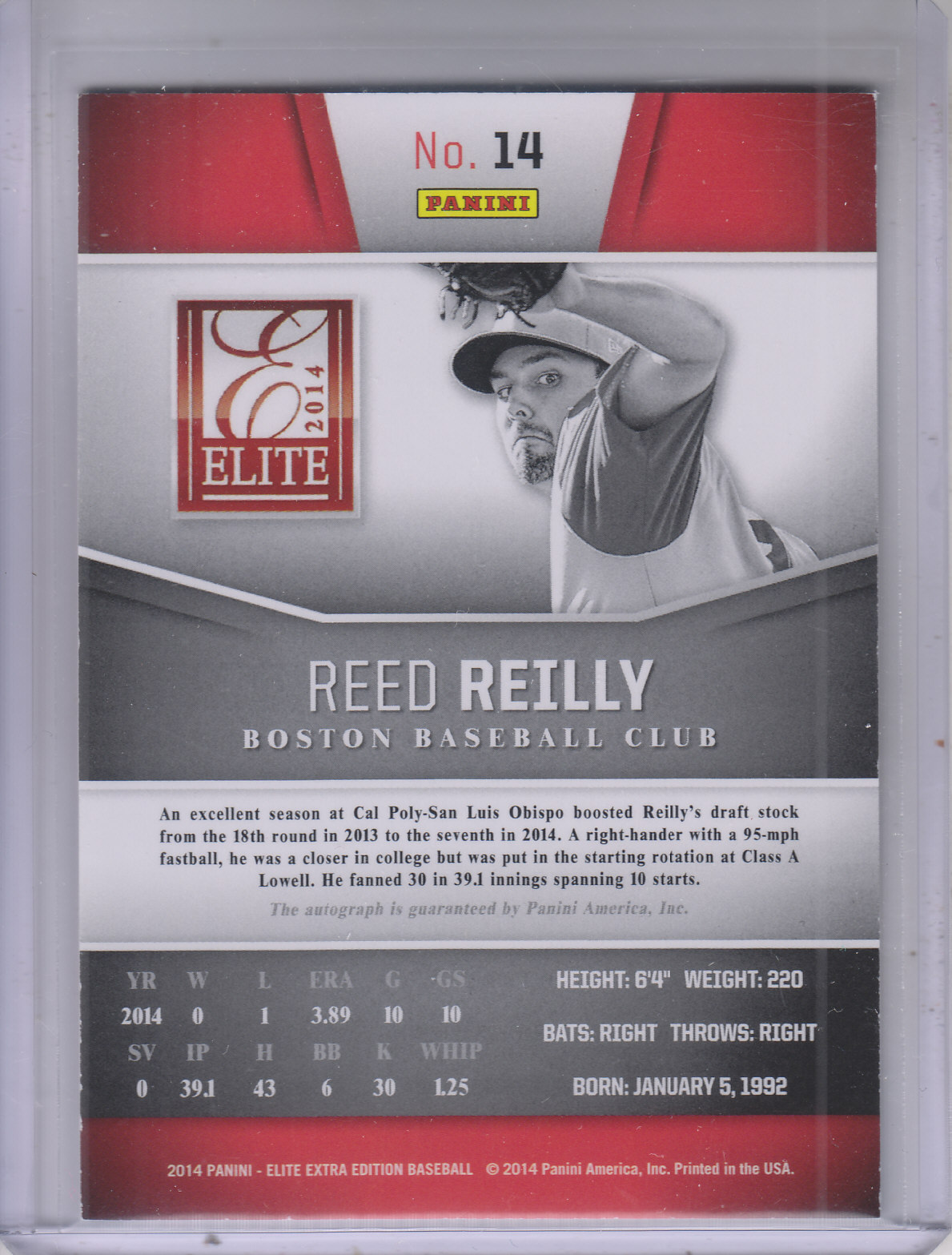 2014 Elite Extra Edition Franchise Futures Signatures #14 Reed Reilly/799 back image