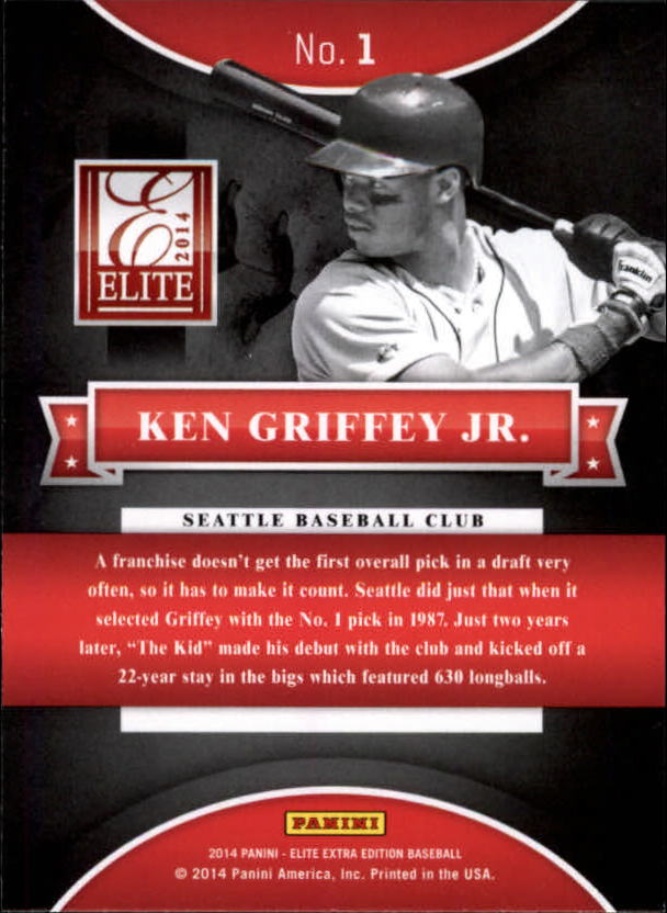 2014 Elite Extra Edition Historic Picks #1 Ken Griffey Jr. back image