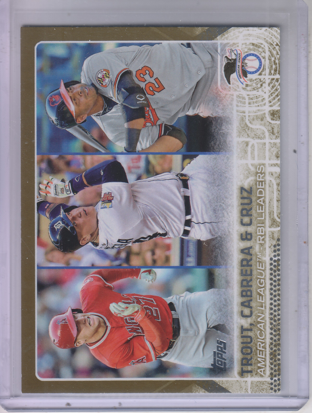 2015 Topps Gold #98 Mike Trout/Nelson Cruz/Miguel Cabrera LL