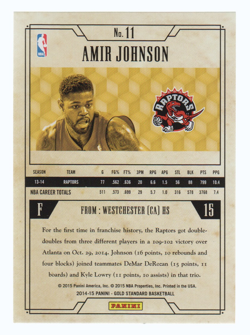 2014-15 Panini Gold Standard #11 Amir Johnson back image