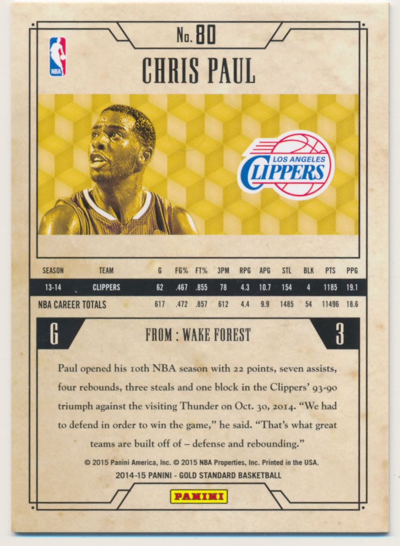 2014-15 Panini Gold Standard #80B Chris Paul VAR