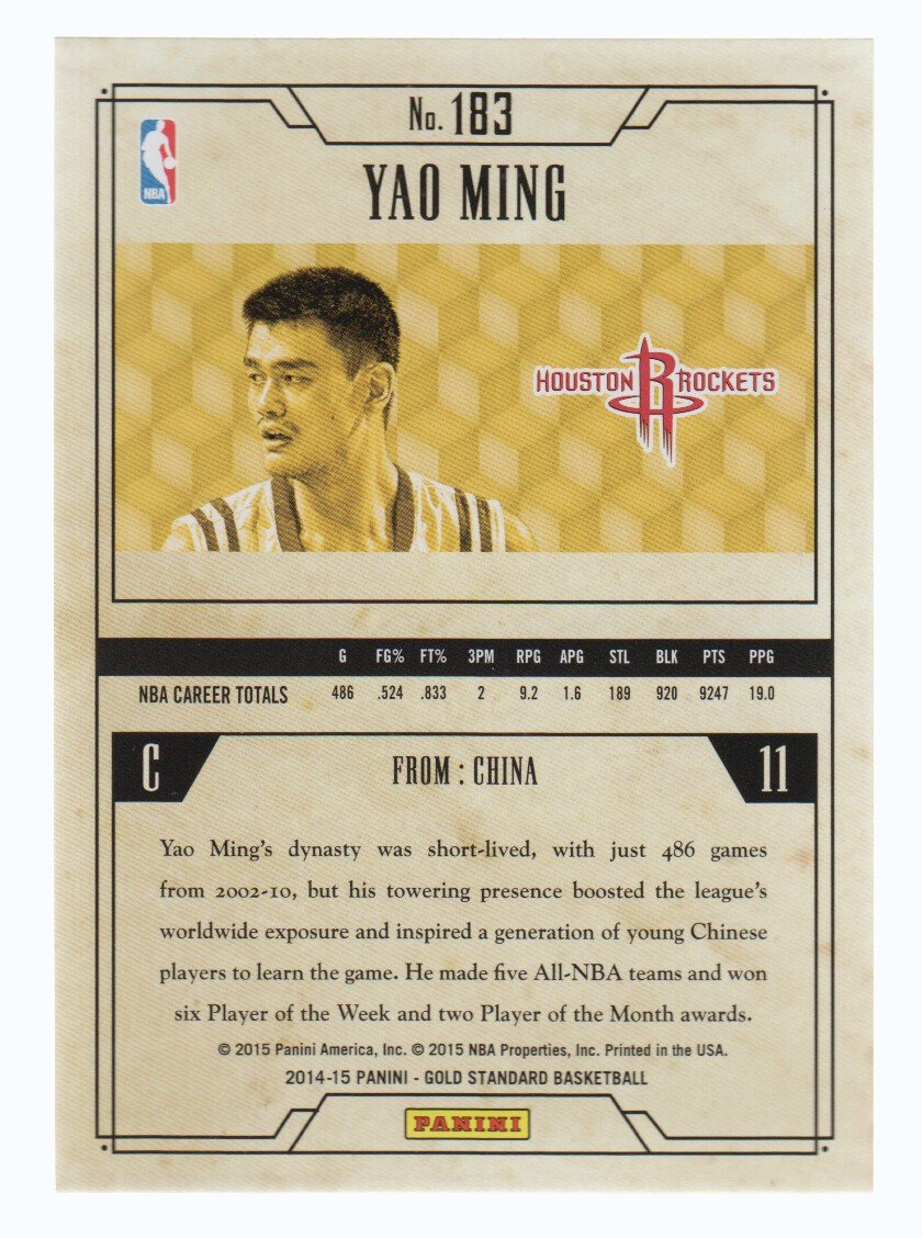 2014-15 Panini Gold Standard #183 Yao Ming back image