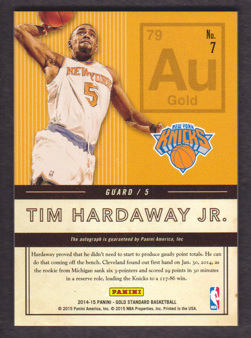 2014-15 Panini Gold Standard AU Autographs #7 Tim Hardaway Jr. back image