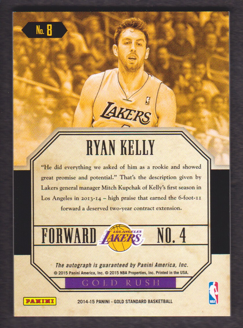 2014-15 Panini Gold Standard Gold Rush Autographs #8 Ryan Kelly/199 back image