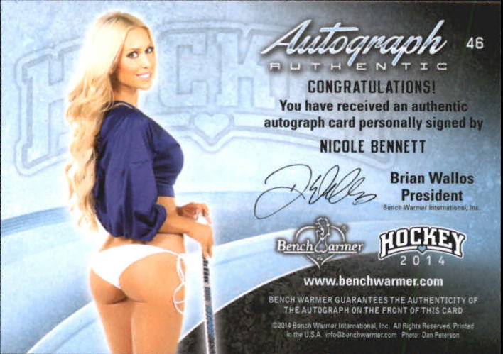 2014 Bench Warmer Hockey Autographs #46 Nicole Bennett back image