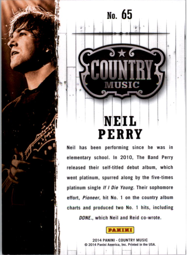 2015 Panini Country Music #65 Neil Perry back image