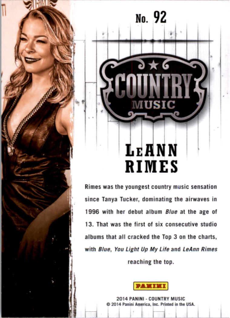 2015 Panini Country Music #92 LeAnn Rimes back image