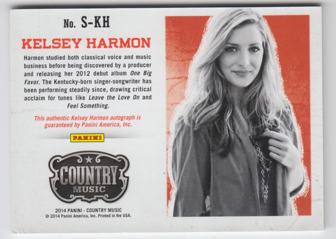 2015 Panini Country Music Signatures Blue #19 Kelsey Harmon/99 back image